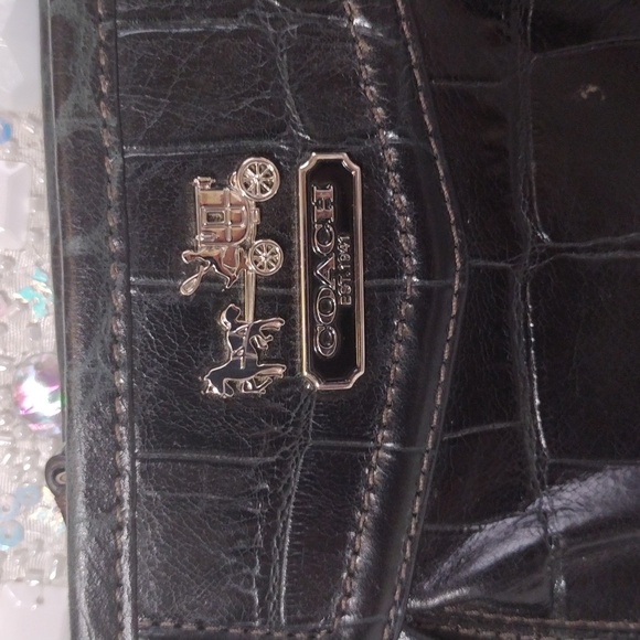 Coach Black Crocodile Wristlet - Picture 2 of 6